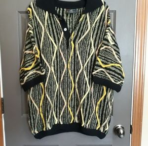 EUC VTG 90's Bergatti Coogi Electric Yellow Polo